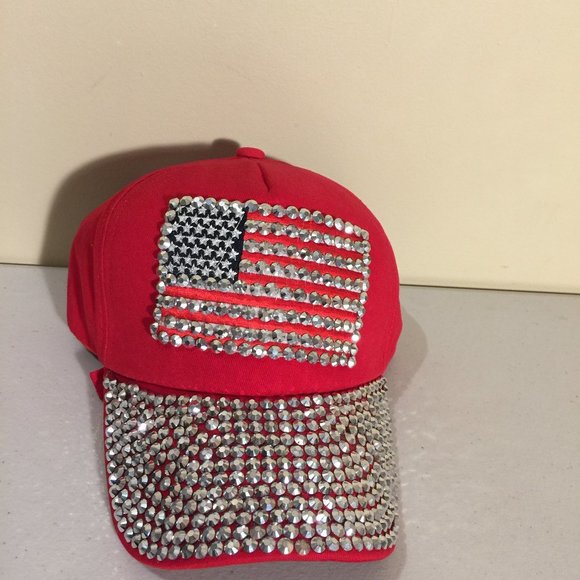 United States of America Flag Bling Fancy Baseball Cap Hat Rhinestones R… - Picture 10 of 10